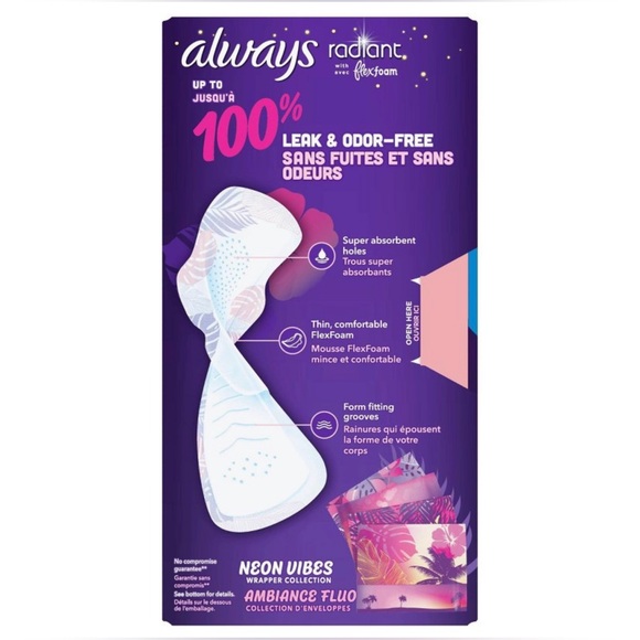 Always Radiant Extra Heavy Absorbency
Overnight Sanitary Pads with Wings - Picture 8 of 8